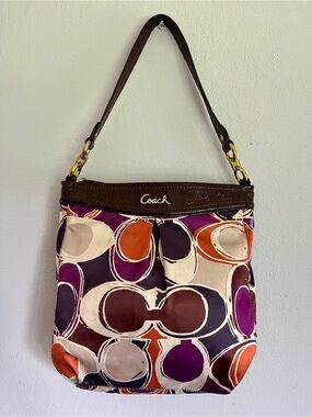 Vintage Coach Ashley Hand Drawn Scarf Print Shoulder Bag F20016